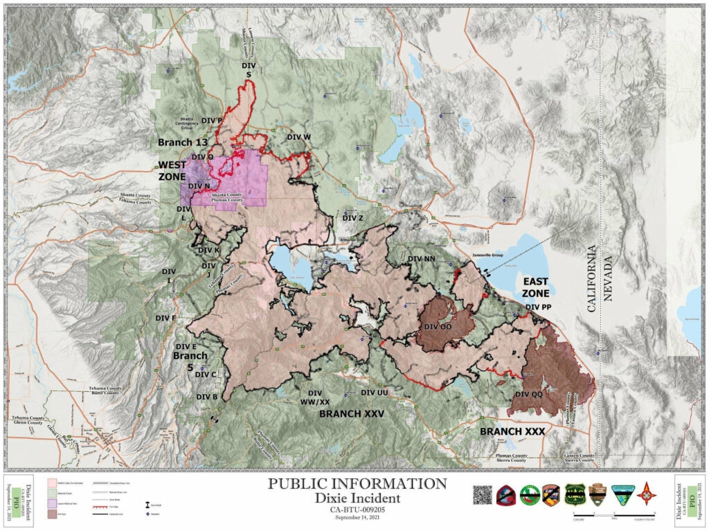 Map of the Dixie Fire 2021