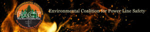 Banner for Environmental Coalition for Powerline Safety. Black background with sparks.